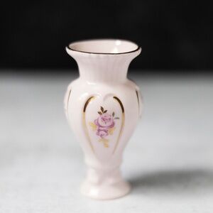 Rosa H&C miniature mini pink gold porcelain vase vintage Czechoslovakia Czech